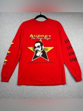 Drake Aubrey & The Three Migos 2018 Scorpion Tour Red Long Sleeve Shirt Size M